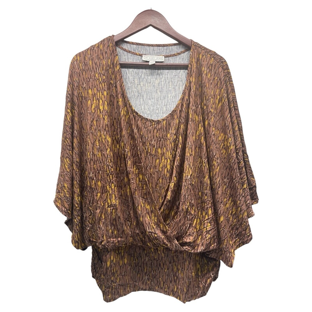 The Muses Lounge Women's Large Brown Gold Top Blouse - Picture 1 of 5